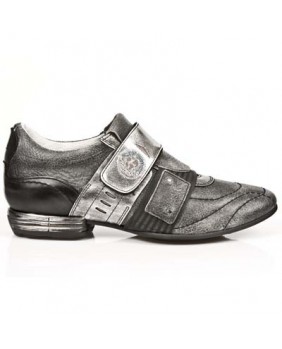 Sneakers grigia e nera in pelle New Rock M.8401-C30