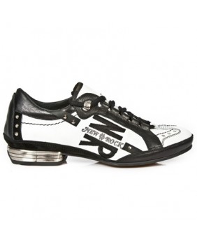 White and black leather sneakers New Rock M.8426-C1