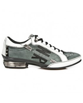 Grey and white leather sneakers New Rock M.8426-C11