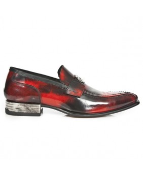 Zapatos rojo y negra en cuero New Rock M.NW125-C1