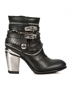 Black leather ankle boots New Rock M.TX002-C1