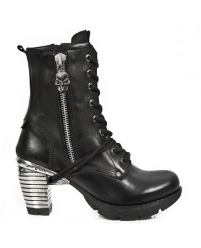 Black leather ankle boots New Rock M.TR038-C1