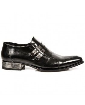 Chaussure noire en cuir New Rock M.NW110-C1