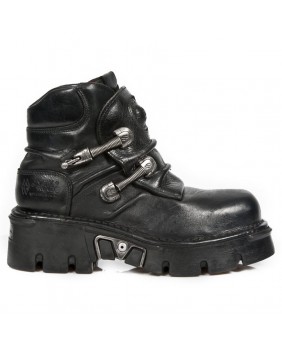 Zapatos negra en cuero New Rock M.624-C2