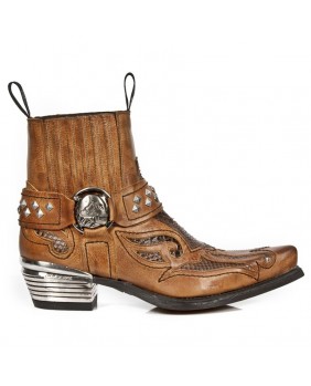 Brown leather boots New Rock M.WST005-C3