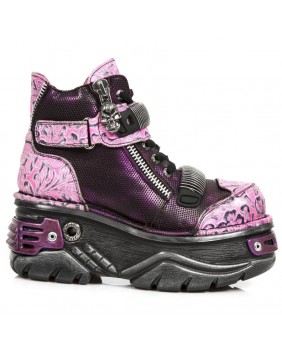 Zapatos violeta y rosa en cuero New Rock M.1065-C5