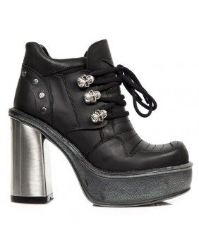 Black leather ankle boots New Rock M.9977-C1