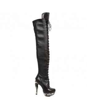 Black leather thigh boots New Rock M.MAG026-C1
