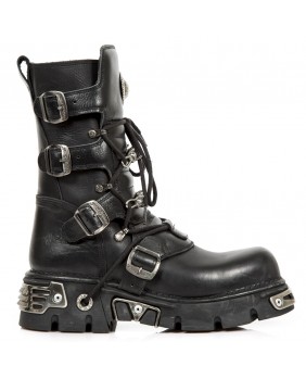 Black leather boot New Rock M.393-C1