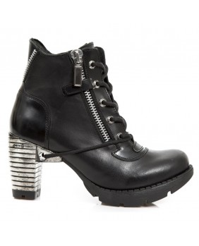 Black leather ankle boots New Rock M.TR041-C2