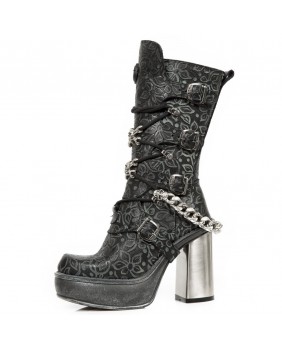 Black leather boot New Rock M.9974-C1