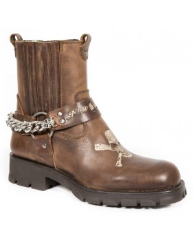 Boots marron en cuir New Rock M.7643-C1