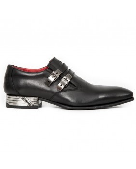 Black leather shoes New Rock M.NW157-C3