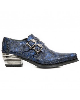 Chaussure bleue en cuir New Rock M.7960-S7