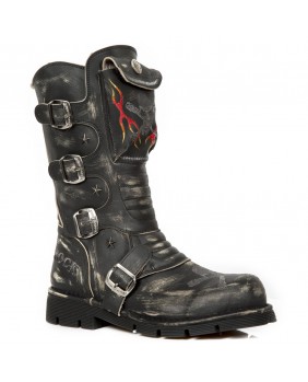 Black leather boot New Rock M.1522-C1