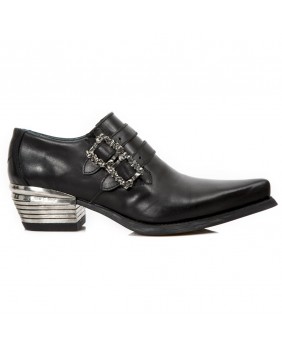 Chaussure noire en cuir New Rock M.WST050-C1