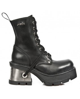 Black leather ankle boots New Rock M.8355X-S2