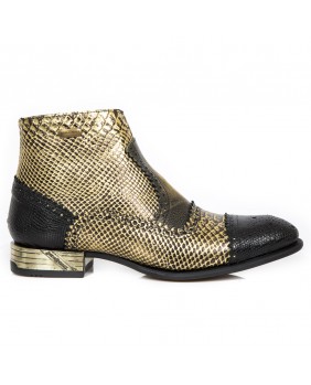 Boots noire et dorée en cuir New Rock M.VIP96005-S6