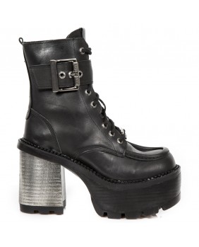 Black leather ankle boots New Rock M.SEVE27X-S1
