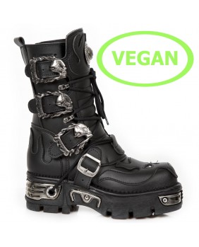 Black Vegan leather boot New Rock M.107-V1