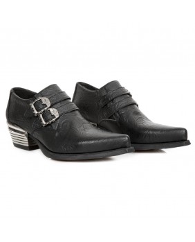 Chaussure noire en cuir Vegan New Rock M.7960-V1