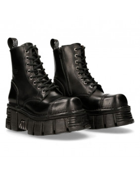 Rangers botas de combate negra en couro New Rock M-MILI083C-C1