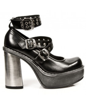Chaussure noire en cuir New Rock M.9809-S10