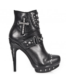 NEWROCK New Rock M1471-S8 Black Drama Vintage Punk Ladies Real Leather Boot Shoe 