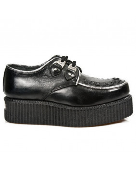 Black leather creepers New Rock M.2415-C10