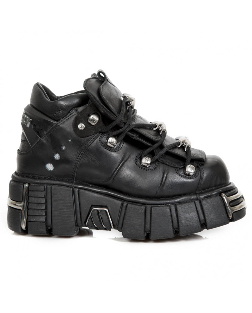 Chaussure noire en cuir new rock m-106-s1 Metallic - New rock france