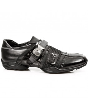 Black leather sneakers New Rock M.8147-S1