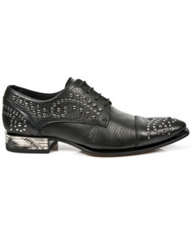 Black leather shoes New Rock M.NW115-C10