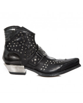 Black leather boots New Rock M.7957-C1