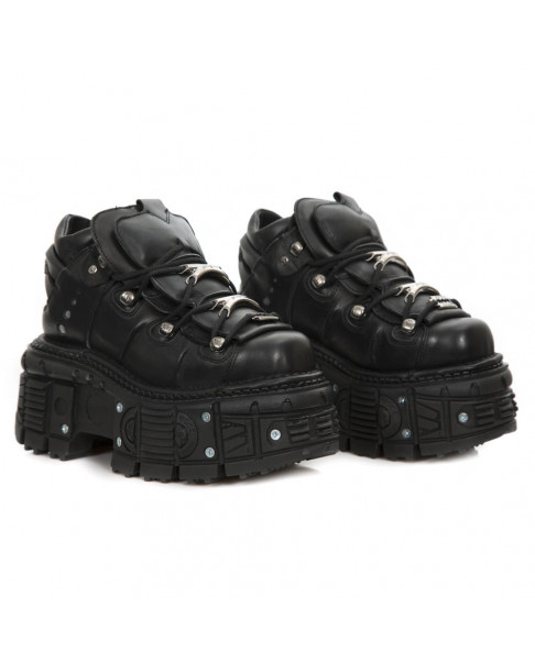 Black leather platform shoe New Rock M-TANK106-C2