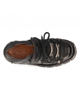 Chaussure compensée noire en cuir New Rock M-120N-S27