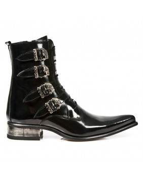 Black leather ankle boots New Rock M-2359-C1