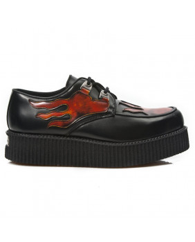 Creepers nera e rosso in pelle New Rock M-2400-S10