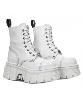 White leather wedge boot New Rock M-NEWMILI083-C30