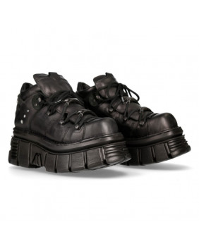 Chaussure compensée noire en cuir New Rock M-106N-S52