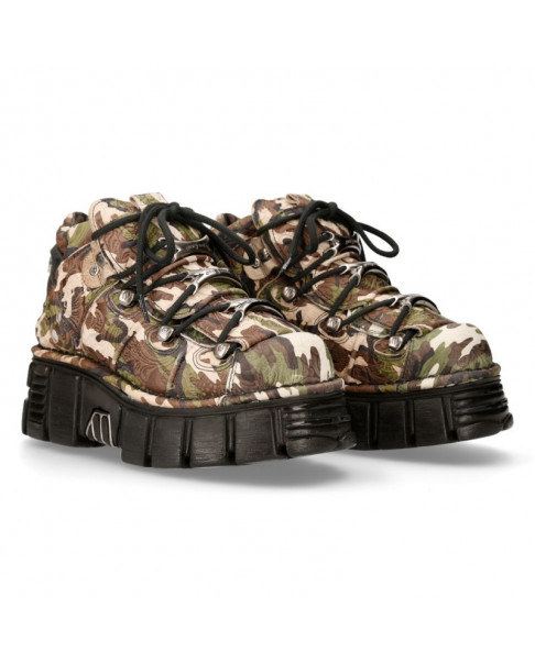 Sapato compensado camuflagem en couro New Rock M-106-C68