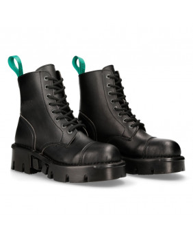 New rock M-newmili 083-VS2 Vegan Bottes De Combat En Cuir Noir Plateforme Motard Chaussures