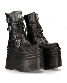 Black leather boot New Rock M-373-C415