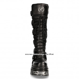 New Rock Metallic Black Goth Knee High Zip Boot Leather Buckle Boots 272-S1