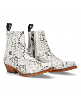 White imitation snake leather ankle boots New Rock M-GY501C-C5