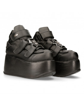 Black Vegan leather ankle boots New Rock M-EP285-V1