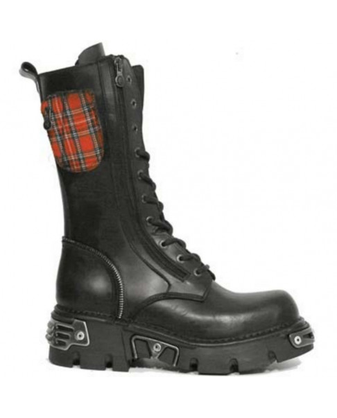 Black and tartan Leather and textile boot New Rock M.552-C1